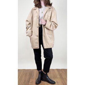 Vintage Emporio Armani Suede Faux Leather Oversized Jacket Coat Relaxed Fit Y2K